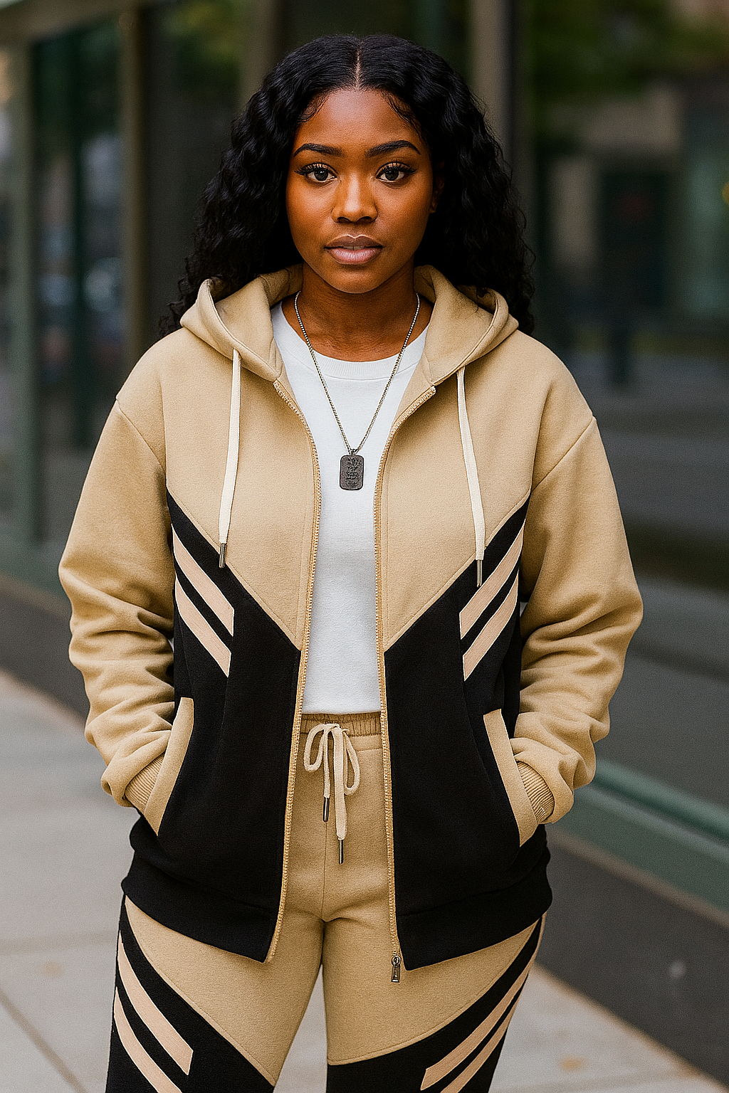 Custom Camel Chevron Zip Tracksuit by EQUEST GEAR