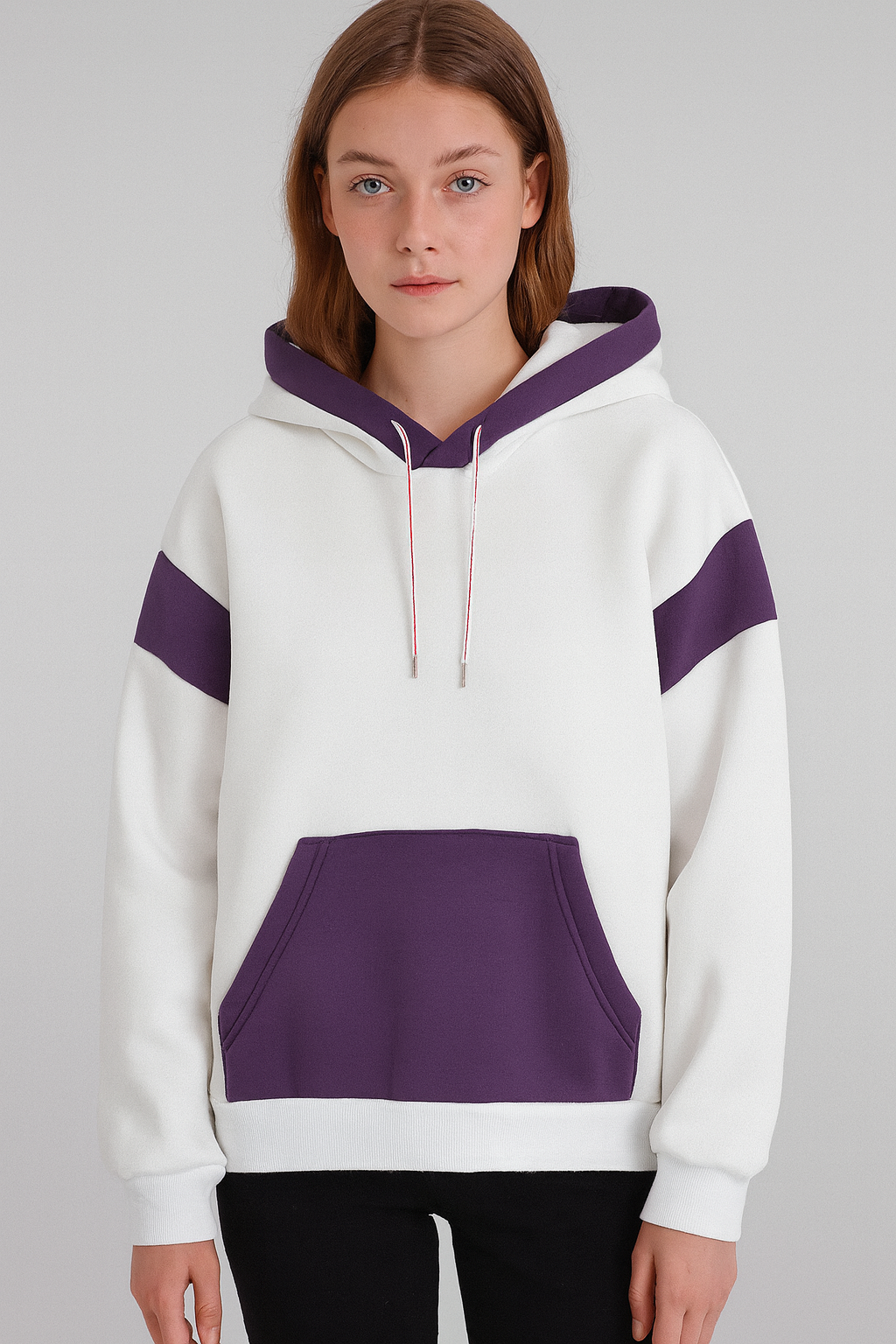 Custom Cream Purple Contrast Hoodie by EQUEST GEAR