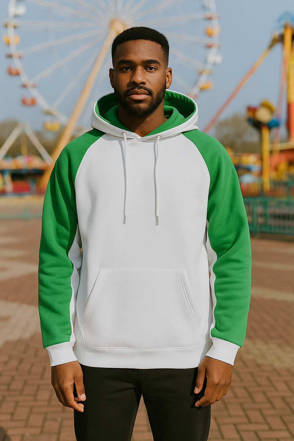 Custom Green White Raglan Hoodie by EQUEST GEAR