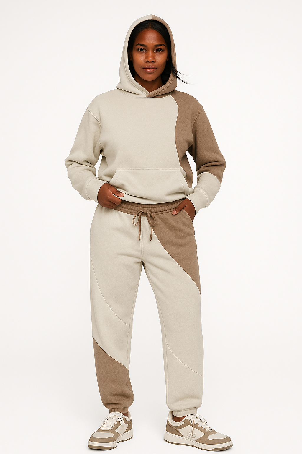 Custom Neutral Wavy Color-Block Tracksuit by EQUEST GEAR