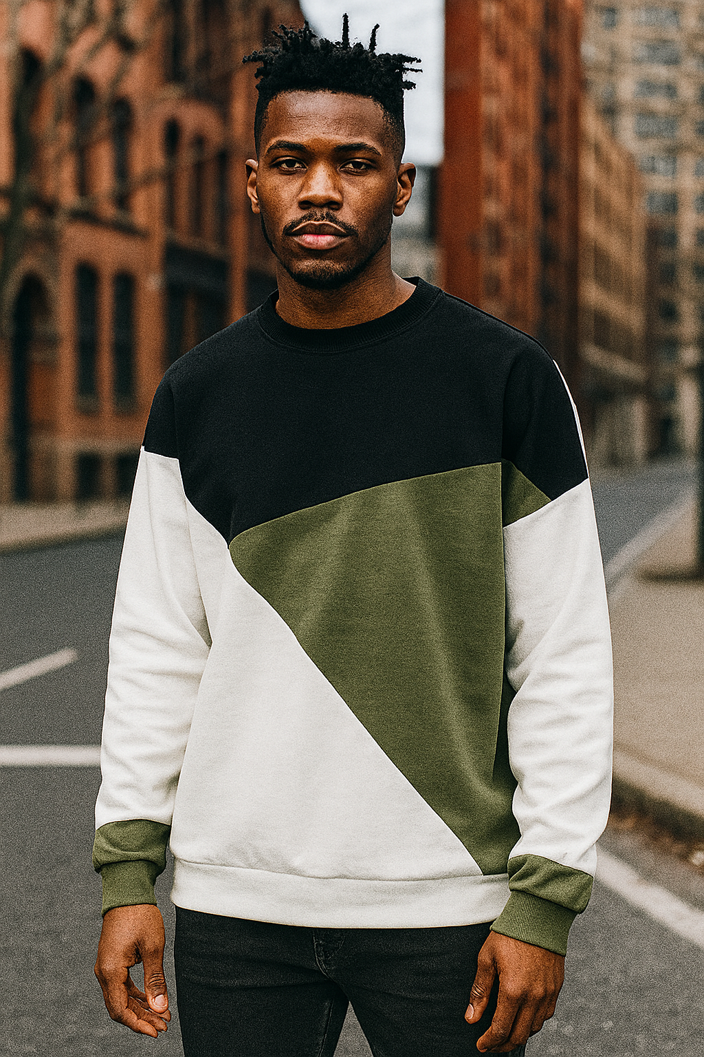 Custom Olive Geometric Crewneck by EQUEST GEAR