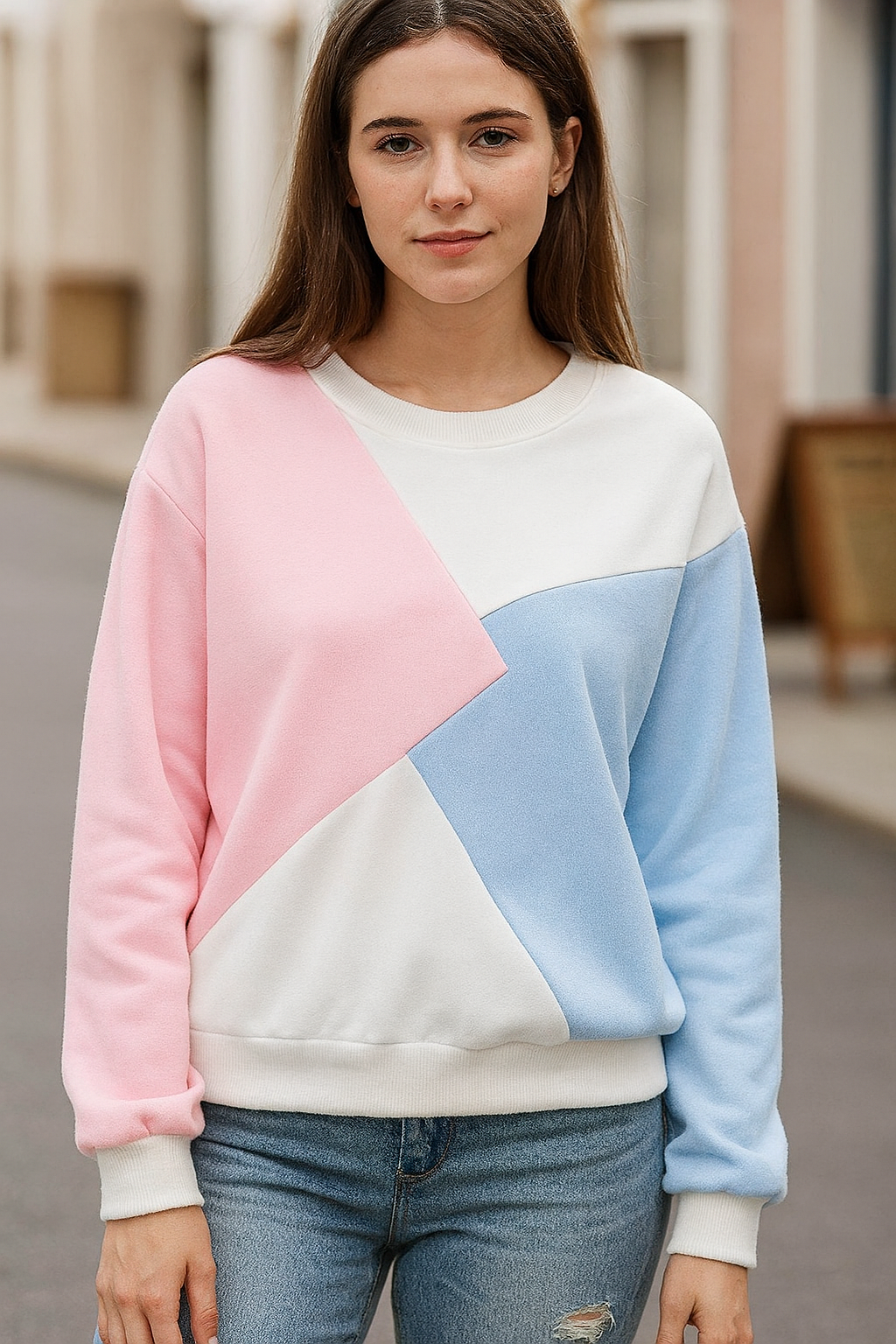 Custom Pastel Geometric Crewneck by EQUEST GEAR