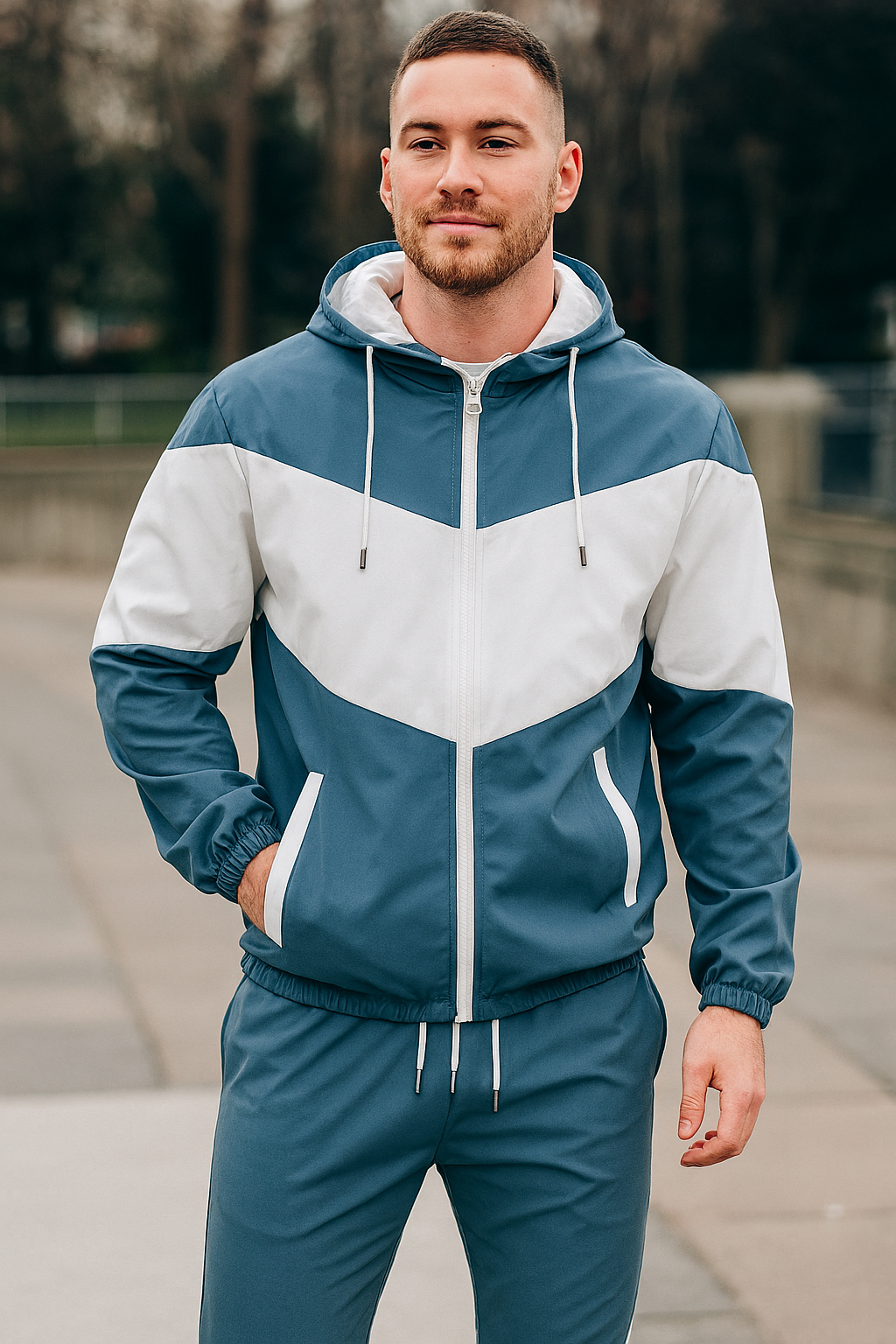 Custom Petrol Chevron Windbreaker Set by EQUEST GEAR