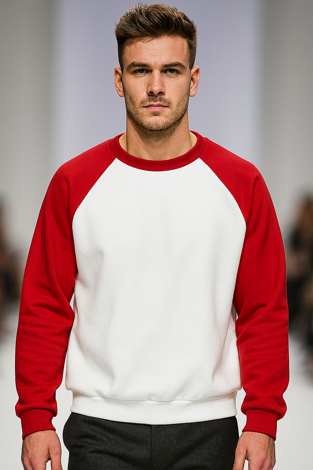 Custom Red White Raglan Crewneck by EQUEST GEAR