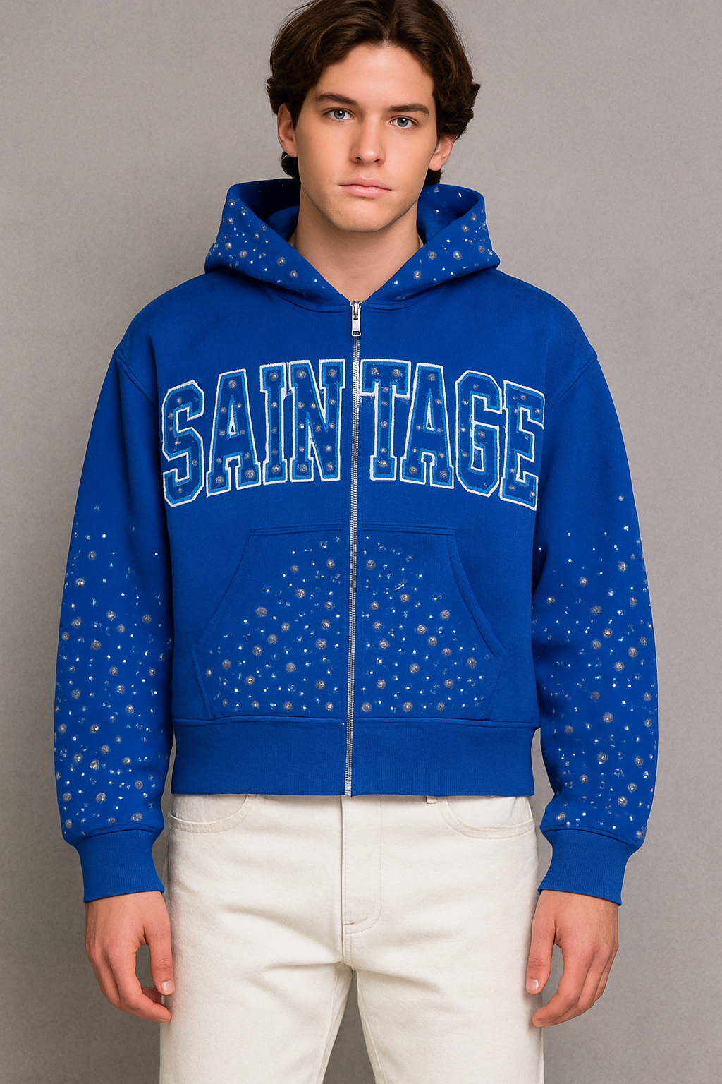 Custom Rhinestone Varsity Zip Hoodie by EQUEST GEAR