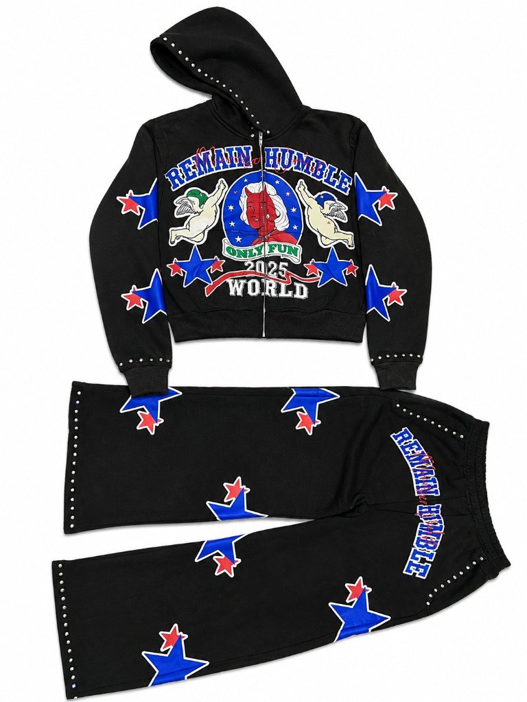 Custom Studded Crop Tracksuit Set by EQUEST GEAR