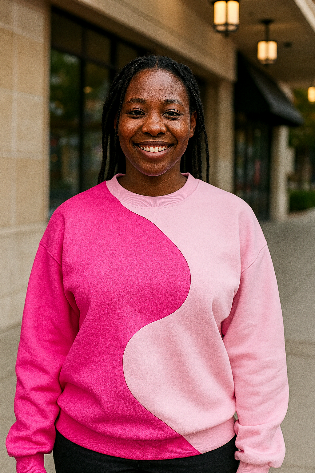 Custom Two-Tone Wavy Pink Crewneck by EQUEST GEAR