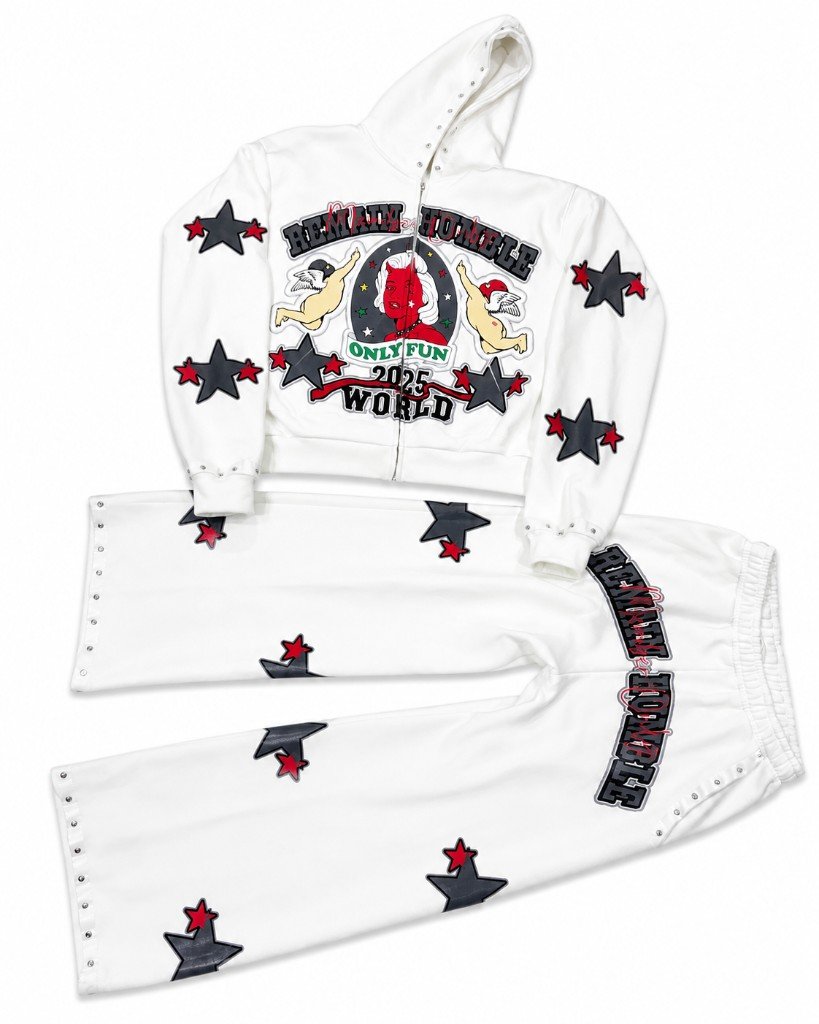 Custom Graphic White Tracksuit Set by EQUEST GEAR