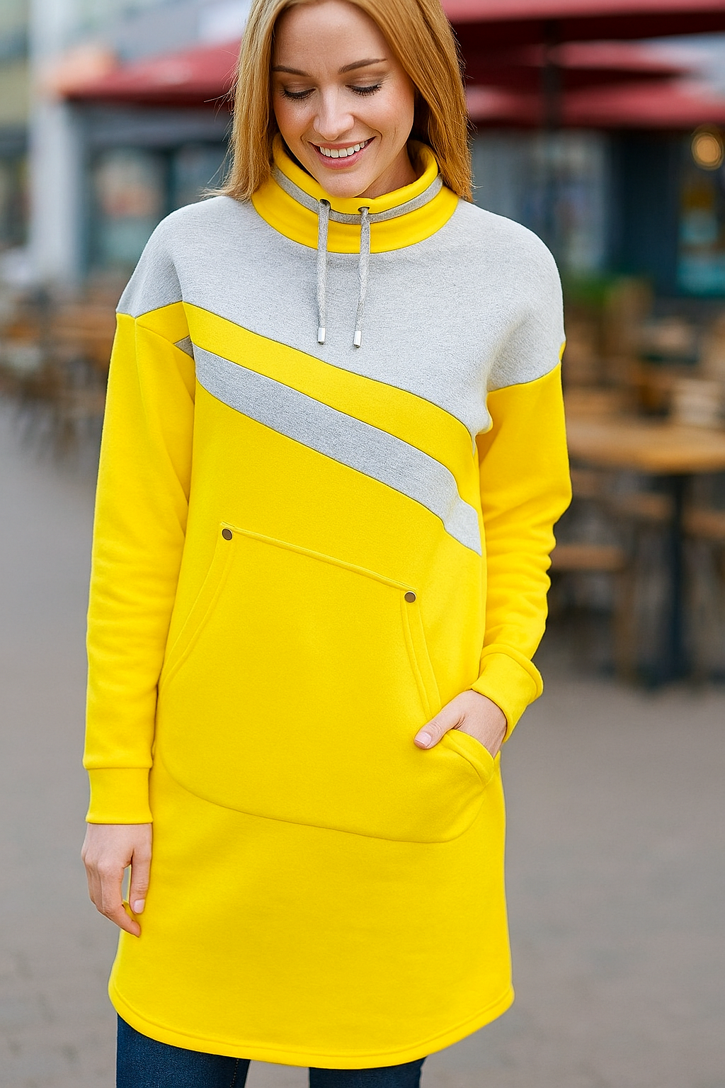 Custom Yellow Funnel Neck Tunic by EQUEST GEAR